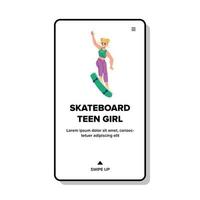 skateboard tiener meisje rijden in extreme park vector