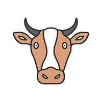 koe hoofd kleur icoon. veehouderij. landbouw. geïsoleerde vectorillustratie vector