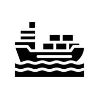 schip zeecontainers glyph pictogram vectorillustratie vector