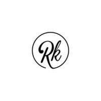 rk circle initiële logo beste voor schoonheid en mode in vet vrouwelijk concept vector