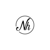 nh circle initiaal logo het beste voor schoonheid en mode in een gedurfd vrouwelijk concept vector