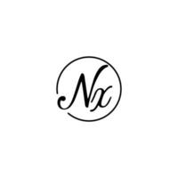 nx circle initiële logo het beste voor schoonheid en mode in een gedurfd vrouwelijk concept vector