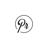 pr cirkel eerste logo beste voor schoonheid en mode in vet vrouwelijk concept vector