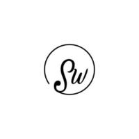 sw circle initiële logo het beste voor schoonheid en mode in een gedurfd vrouwelijk concept vector