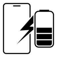smartphonepictogram met batterij. het laadniveau van het mobiele apparaat. vector op een witte achtergrond