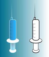 medische spuit met blauwe geneeskunde binnen en zwart-wit. geïsoleerde vector op witte achtergrond