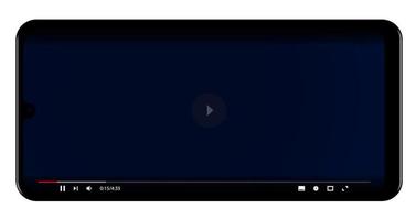 realistische donkerblauwe smartphone met schermsjabloon voor multimediaspelers. lay-out van een live streaming-venster in de video-afspeelmodus. vector