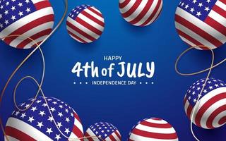 4 juli onafhankelijkheidsdag usa patriottisch met vlaggendecoratie vector