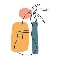 abstracte botanische compositie. tropische boho-stijl. hedendaagse hand getekende illustratie. Boheemse bladeren. modern gebladerteontwerp uit het midden van de eeuw. vector