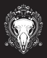 dierlijke schedel kunstwerk illustratie en t-shirtontwerp premium vector