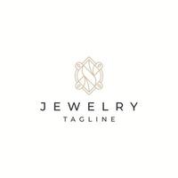 luxe sieraden met lijn kunst stijl logo pictogram ontwerpsjabloon. elegante, gouden, platte vector