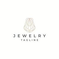 luxe sieraden met lijn kunst stijl logo pictogram ontwerpsjabloon. elegante, gouden, platte vector