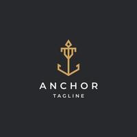 luxe anker gouden logo pictogram ontwerp sjabloon platte vector