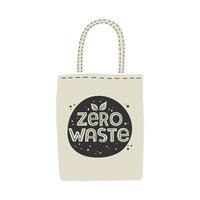 textiel milieuvriendelijke herbruikbare boodschappentas met belettering zero waste. vector