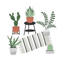 vector hand getrokken huis planten collectie. interieur huis ontwerpset