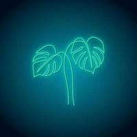 neon monstera blad teken. vector