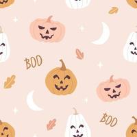 halloween naadloos patroon met pompoenen in pastelkleuren. vector