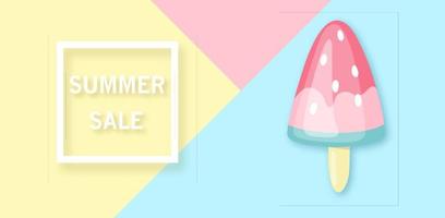 zomer verkoop banner met watermeloen-ijs. minimale zomer illustratie. vectorsjabloon. vector