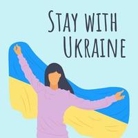 meisje met de vlag van oekraïne. blijf bij Oekraïne vector