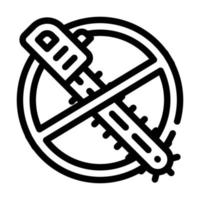 stop ontbossing, doorgestreepte kettingzaag lijn pictogram vectorillustratie vector