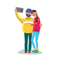 paar maken selfie foto op smartphone vector