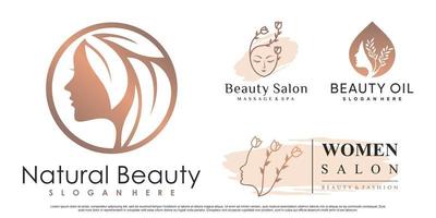 set van abstracte natuurlijke schoonheid logo-ontwerp voor salon met creatieve element premium vector