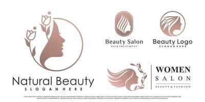 set van abstracte natuurlijke schoonheid logo-ontwerp voor salon met creatieve element premium vector