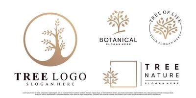set van natuur boom logo ontwerp vectorillustratie met creatieve element premium vector