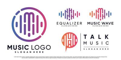 set bundel van muziek logo ontwerp illustratie voor zaken met creatieve element premium vector