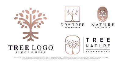set van natuur boom logo ontwerp vectorillustratie met creatieve element premium vector
