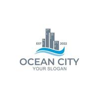 oceaan stad logo ontwerp vector