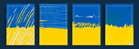 set van vector grunge texturen in de kleuren van de vlag van oekraïne. stop de Oorlog. vectorillustratie.