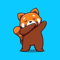 schattige rode panda deppen pose cartoon pictogram illustratie vector