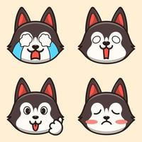 schattige schattige husky's emote pack vector