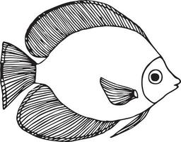 doodle vis op witte achtergrondkleur vector