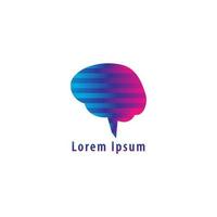 brainwave logo ontwerpsjabloon geïsoleerd op een witte achtergrond. kleurrijke hersenen met een stroom recht signaal golf illustratie logo concept. blauw magenta paars violet gradatie kleur. vector