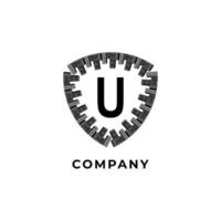 letter u alfabet logo ontwerpsjabloon. stad schild illustratie. geïsoleerd op een witte achtergrond. verzekering, beveiliging, bescherming logo concept. vector