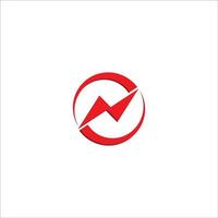 letter n eerste logo ontwerpsjabloon. alfabet donder met vortex logo concept. rode kleur thema. geïsoleerd op witte achtergrond vector