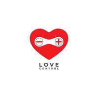 liefde controle vectorillustratie. rood hart icoon met plus min knop ontwerpconcept. logo ontwerpsjabloon geïsoleerd op een witte achtergrond vector