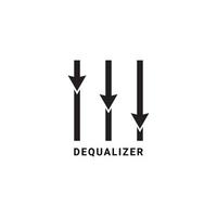 dequalizer logo ontwerpsjabloon. pijl-omlaag mix met equalizer ontwerpconcept. prestatievermindering, verliezen, recessie en andere gerelateerde verklaren. geïsoleerd op een witte achtergrond. vector