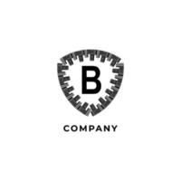 letter b alfabet logo ontwerpsjabloon, stad schild illustratie geïsoleerd op een witte achtergrond. verzekering, beveiliging, bescherming logo concept. vector