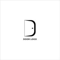 deur logo ontwerpsjabloon geïsoleerd op een witte achtergrond. een open deur silhouet in letter d alfabet logo ontwerpconcept. minimale, eenvoudige en strakke logo-ontwerpstijl. vector