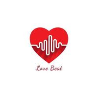 liefde beat logo ontwerpsjabloon. hart of liefde icoon met pulse signaal logo concept. pictrogram vectorillustratie geïsoleerd op een witte achtergrond vector