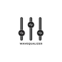 wavequalizer logo ontwerpsjabloon geïsoleerd op een witte achtergrond. audio golf signaal icoon en equalizer logo concept. beschrijf de signaal- of energiecontroller vector