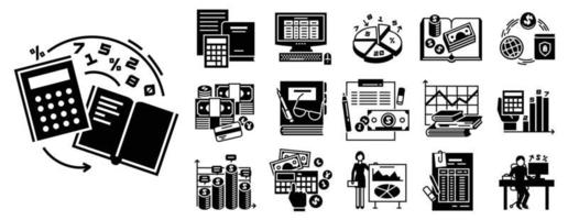 boekhoudkundige dag icon set, eenvoudige stijl vector