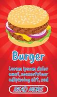 hamburger concept banner, strips isometrische stijl vector