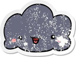 verontruste sticker van een schattige cartoonwolk vector