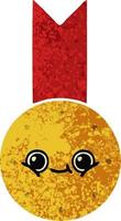 retro illustratie stijl cartoon gouden medaille vector