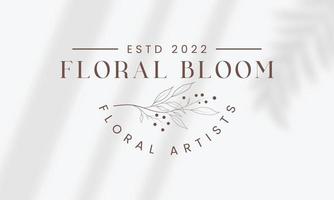 botanische bloemen element hand getekende logo met wilde bloemen en bladeren. logo voor spa en schoonheidssalon, boetiek, biologische winkel, bruiloft, floral designer, interieur, fotografie, cosmetica. vector