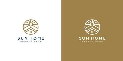 huis met zonlicht logo-ontwerp vector